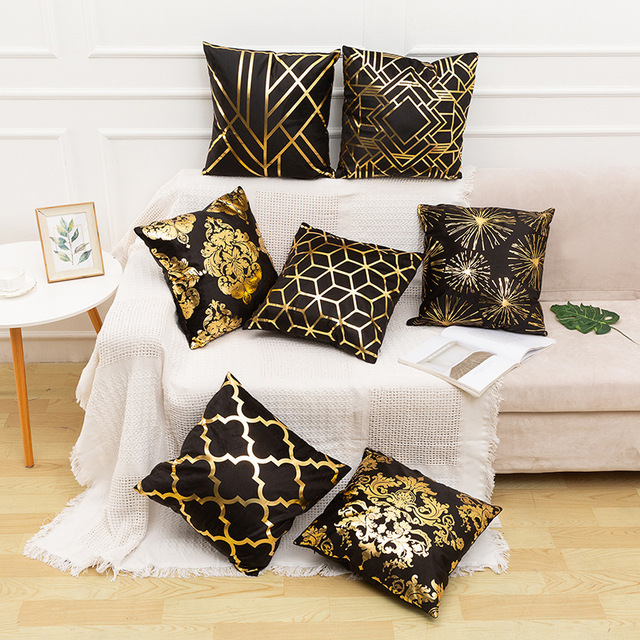 Elegant White and Gold Decorative Pillow Cover 2