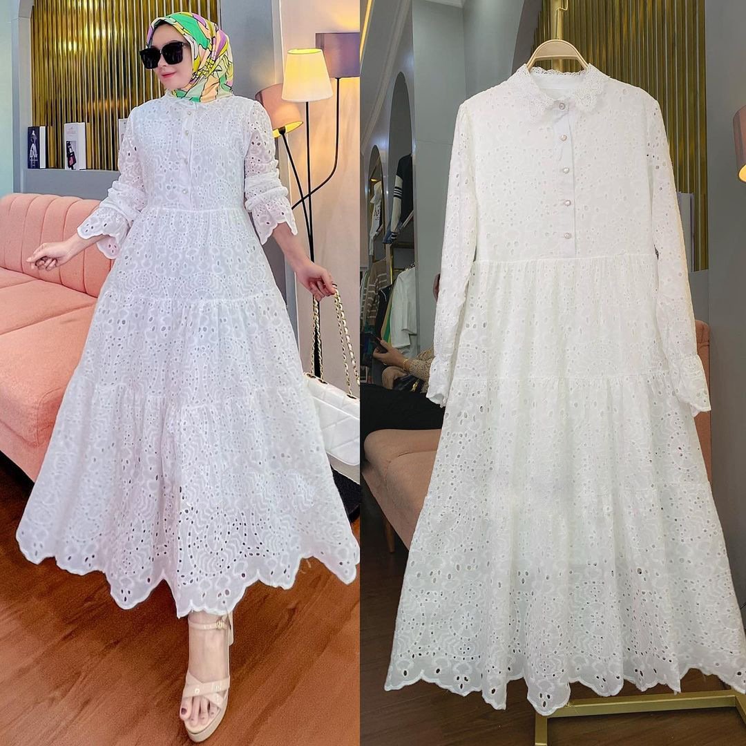 Embroidered Hollow Lace Dress Image 3