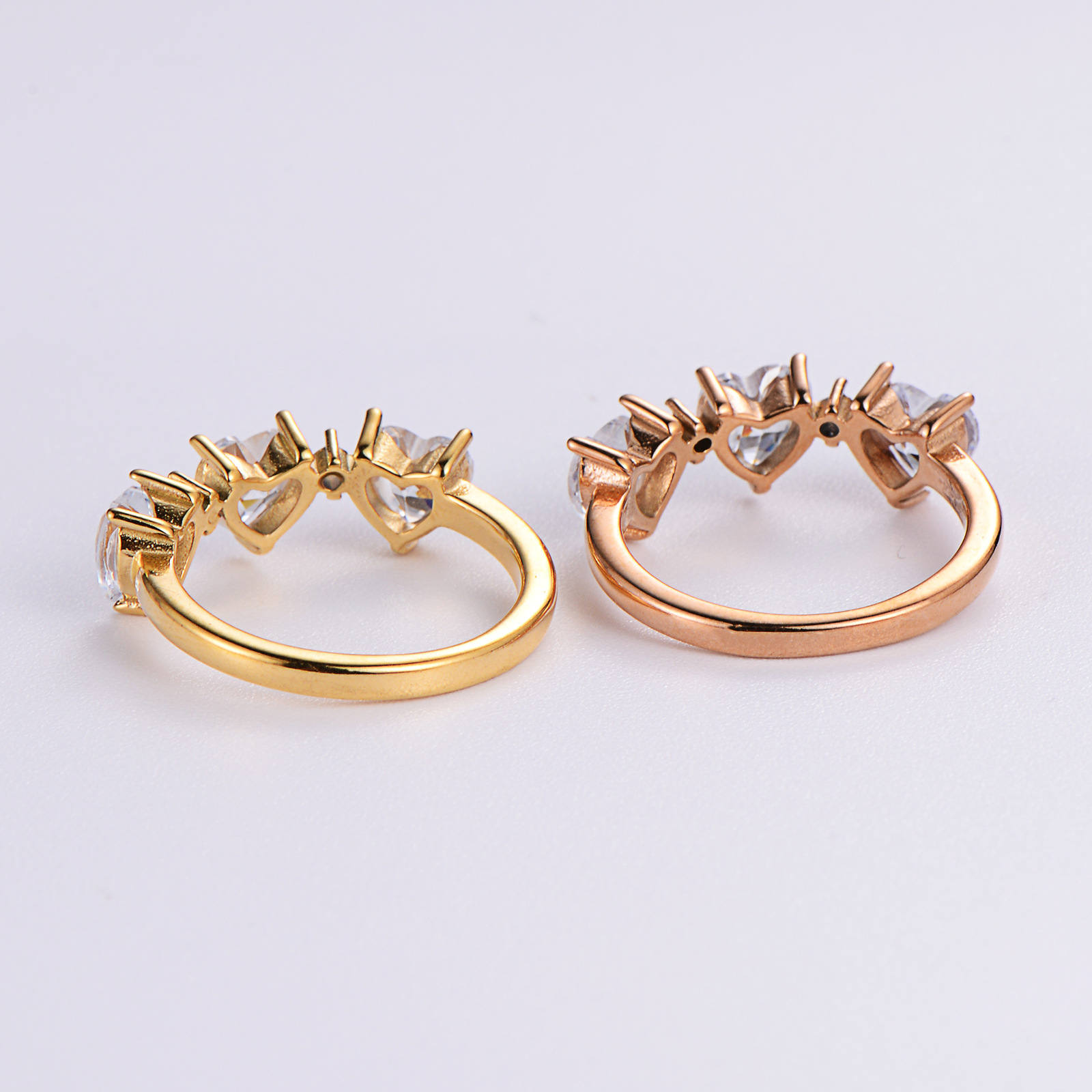 Stainless Steel Zircon Heart Ring 6