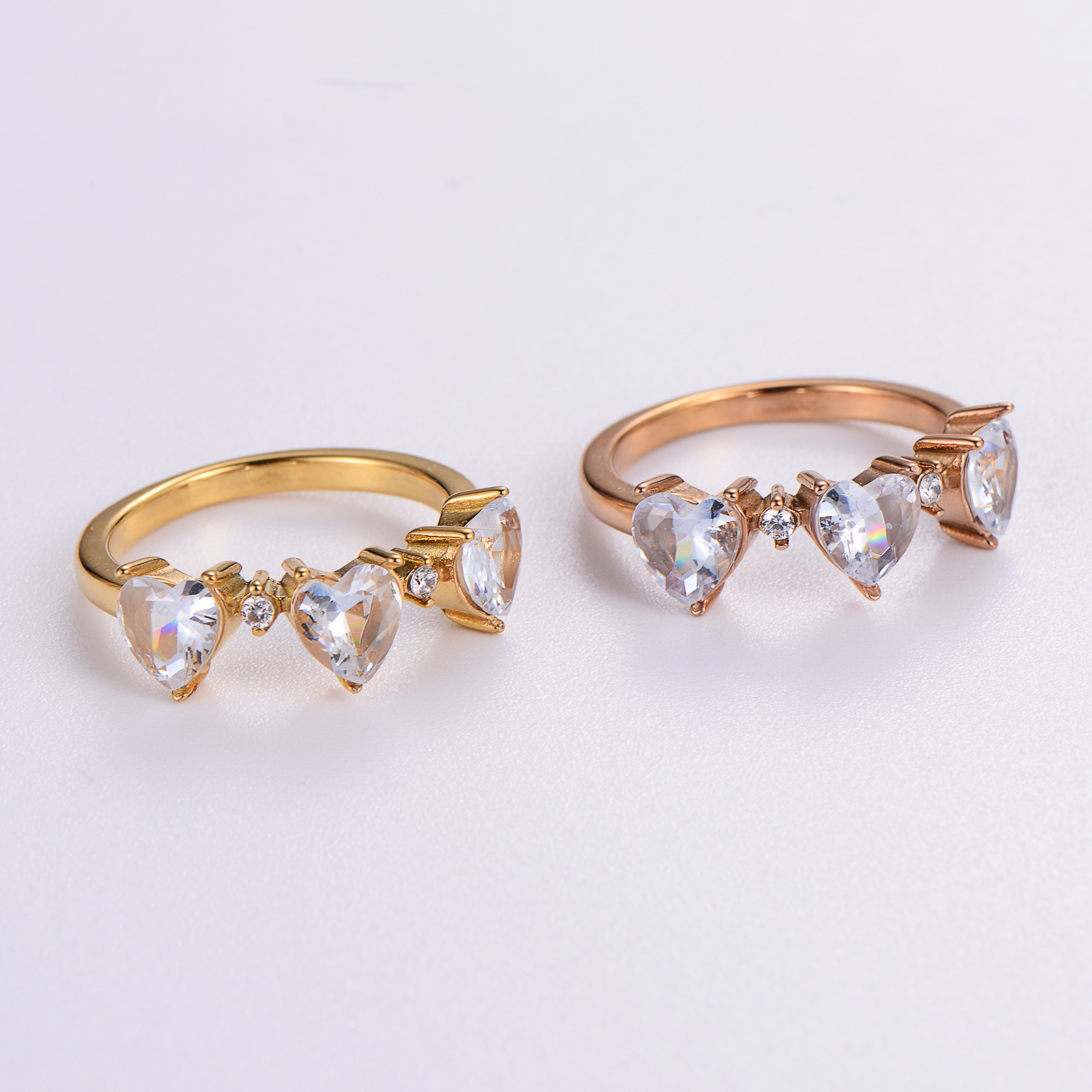 Stainless Steel Zircon Heart Ring 5