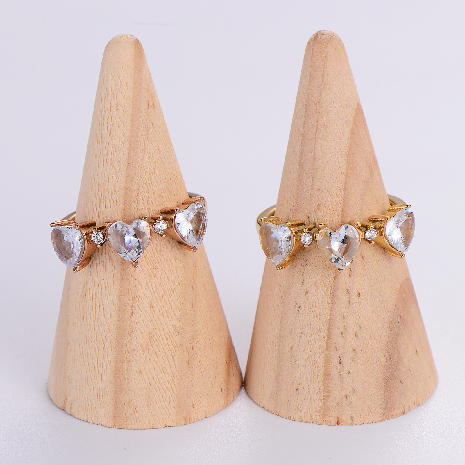 Stainless Steel Zircon Heart Ring 7