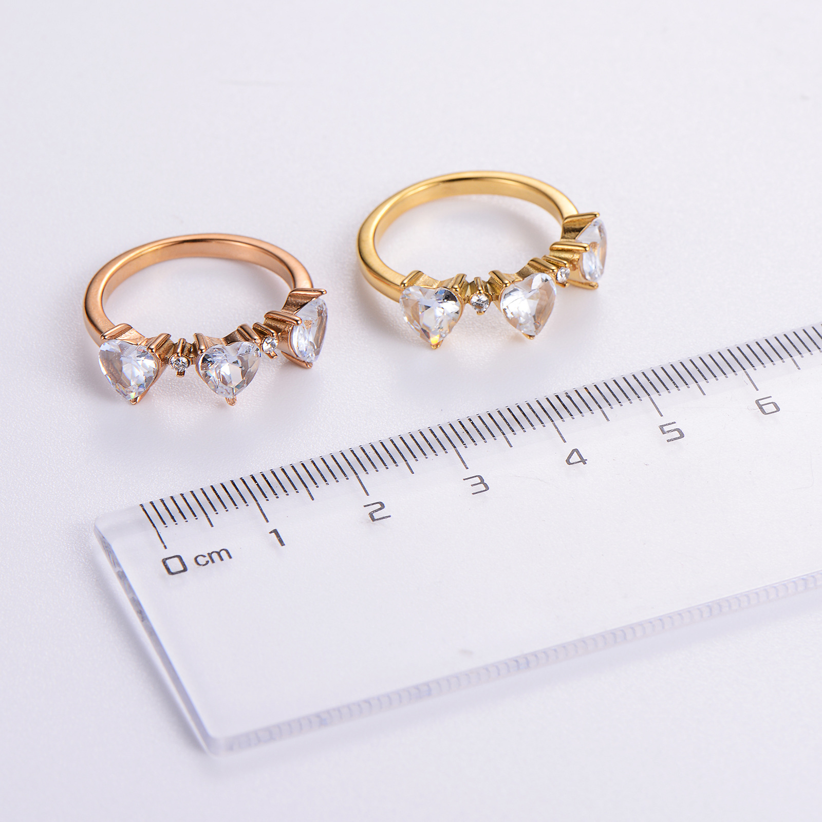 Stainless Steel Zircon Heart Ring 4