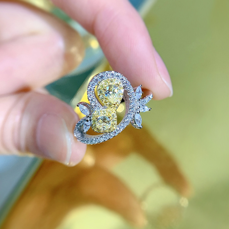 925 Silver Yellow Diamond Ring 2