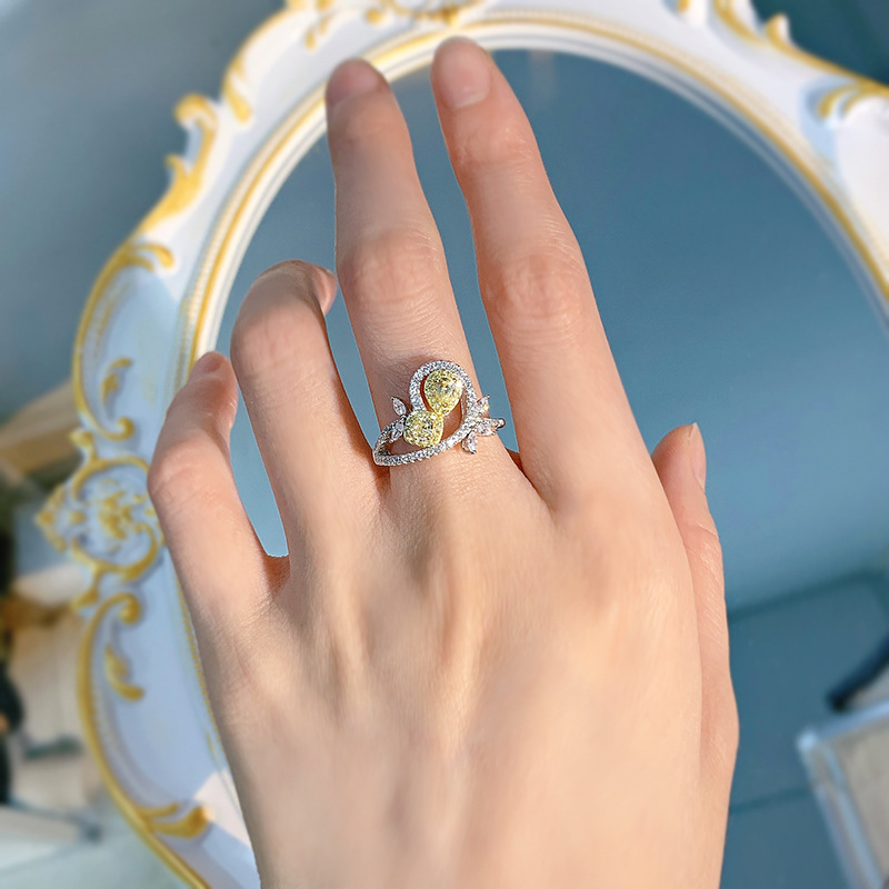 925 Silver Yellow Diamond Ring 5