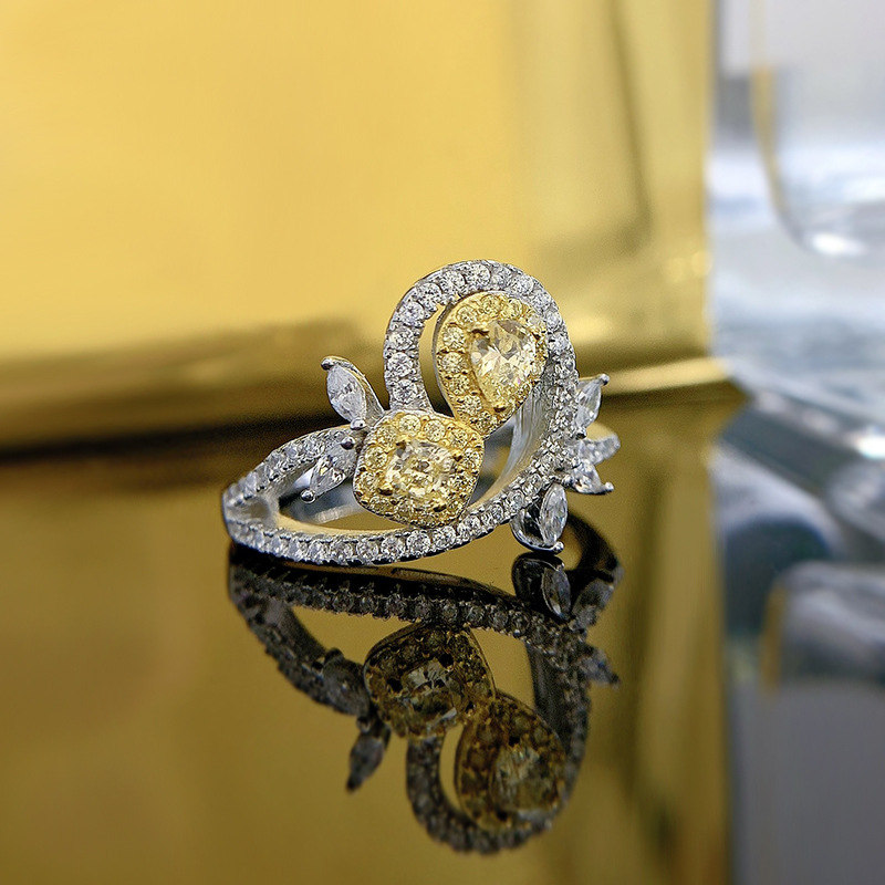925 Silver Yellow Diamond Ring 1