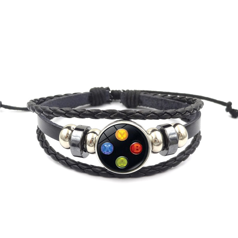 Game Controller Snap Leather Bracelet on wrist