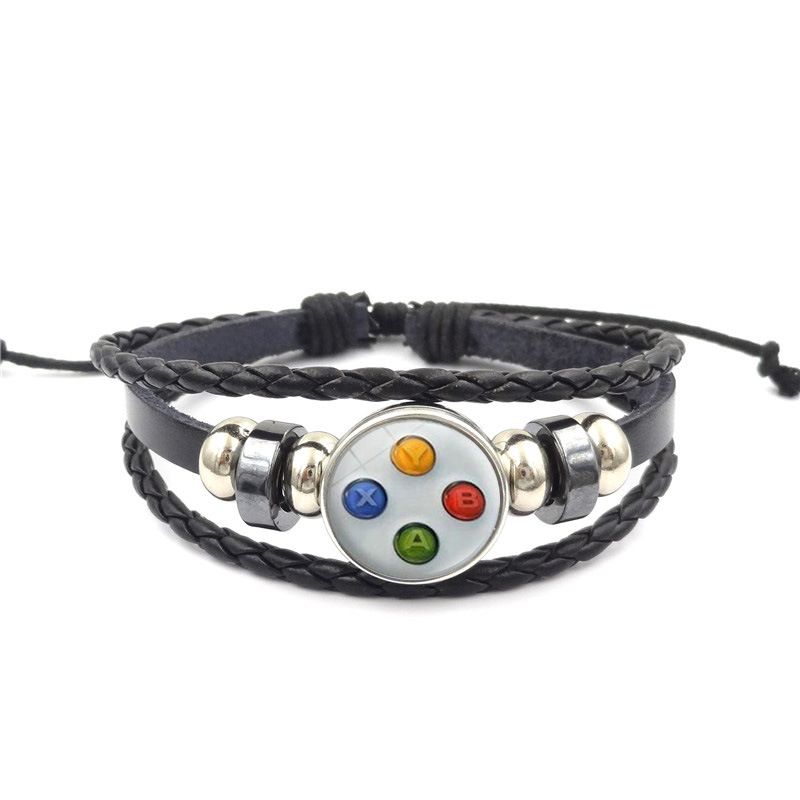 Game Controller Snap Leather Bracelet close-up