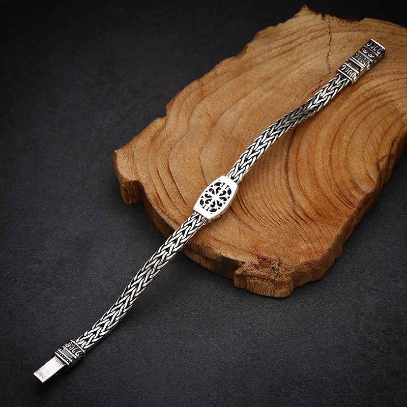 925 Sterling Silver Hand-woven Blue Zircon Bracelet Image 5