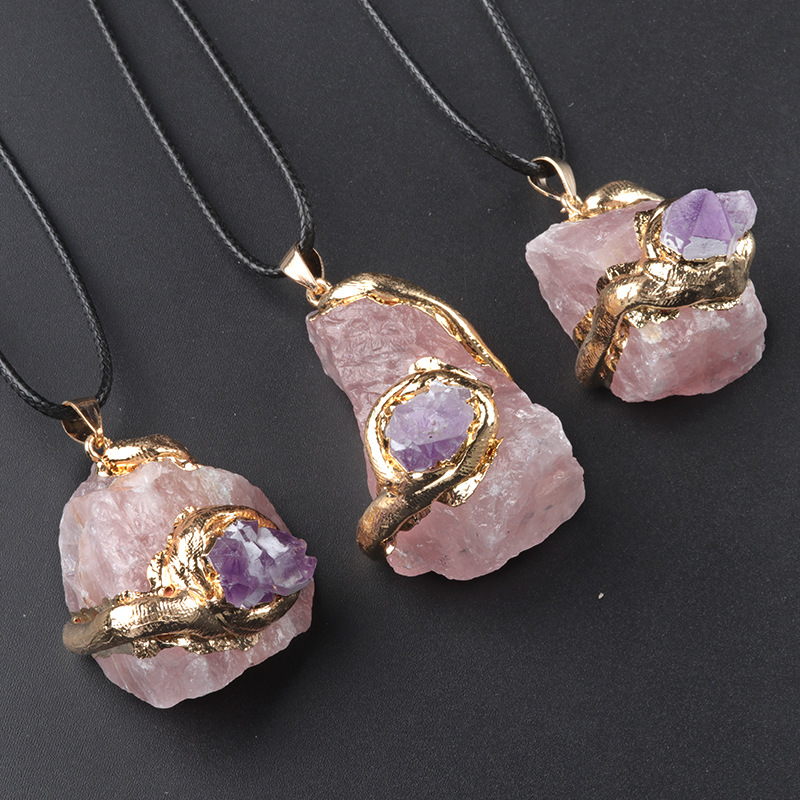 Oversized Gilding Crystal Stone Pendant Necklace - Image 6