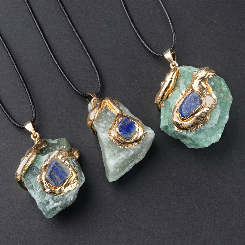 Oversized Gilding Crystal Stone Pendant Necklace - Image 2