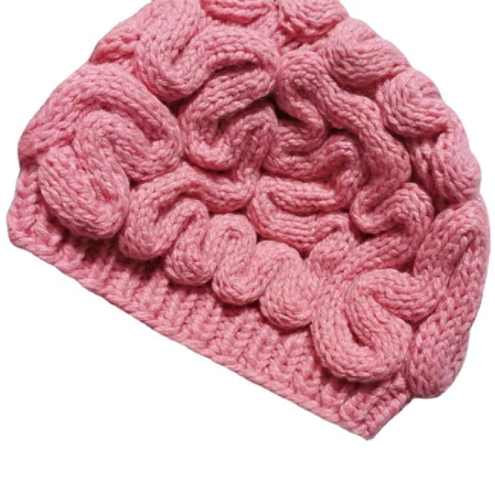 Women's Pink Knitted Wool Hat Image 4