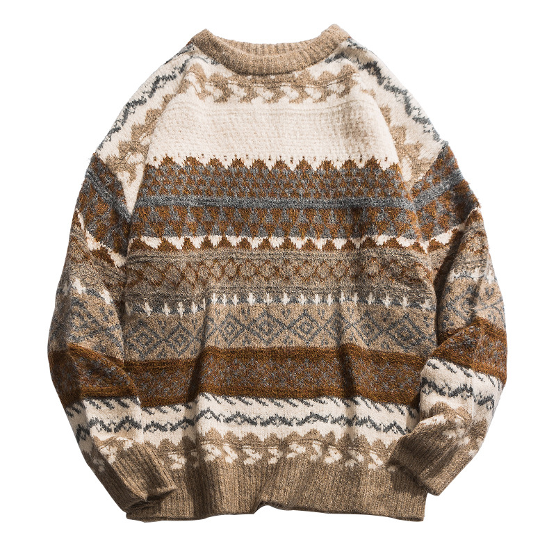 New Ethnic Style Color Sweater Men Loose Image 4