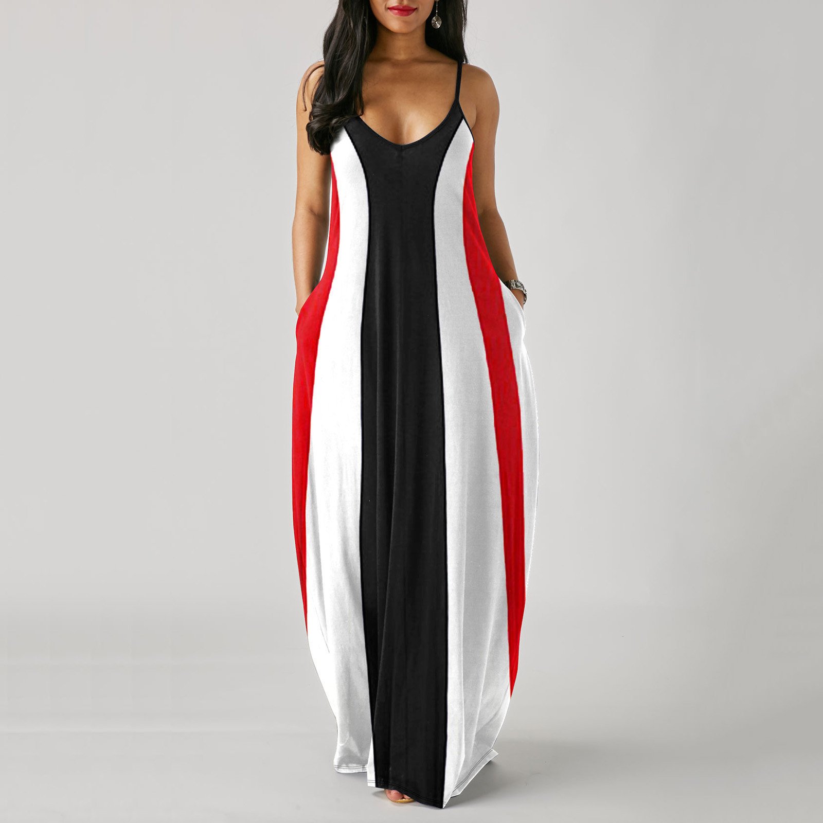 Casual Print Plus Size Sling Long Dress