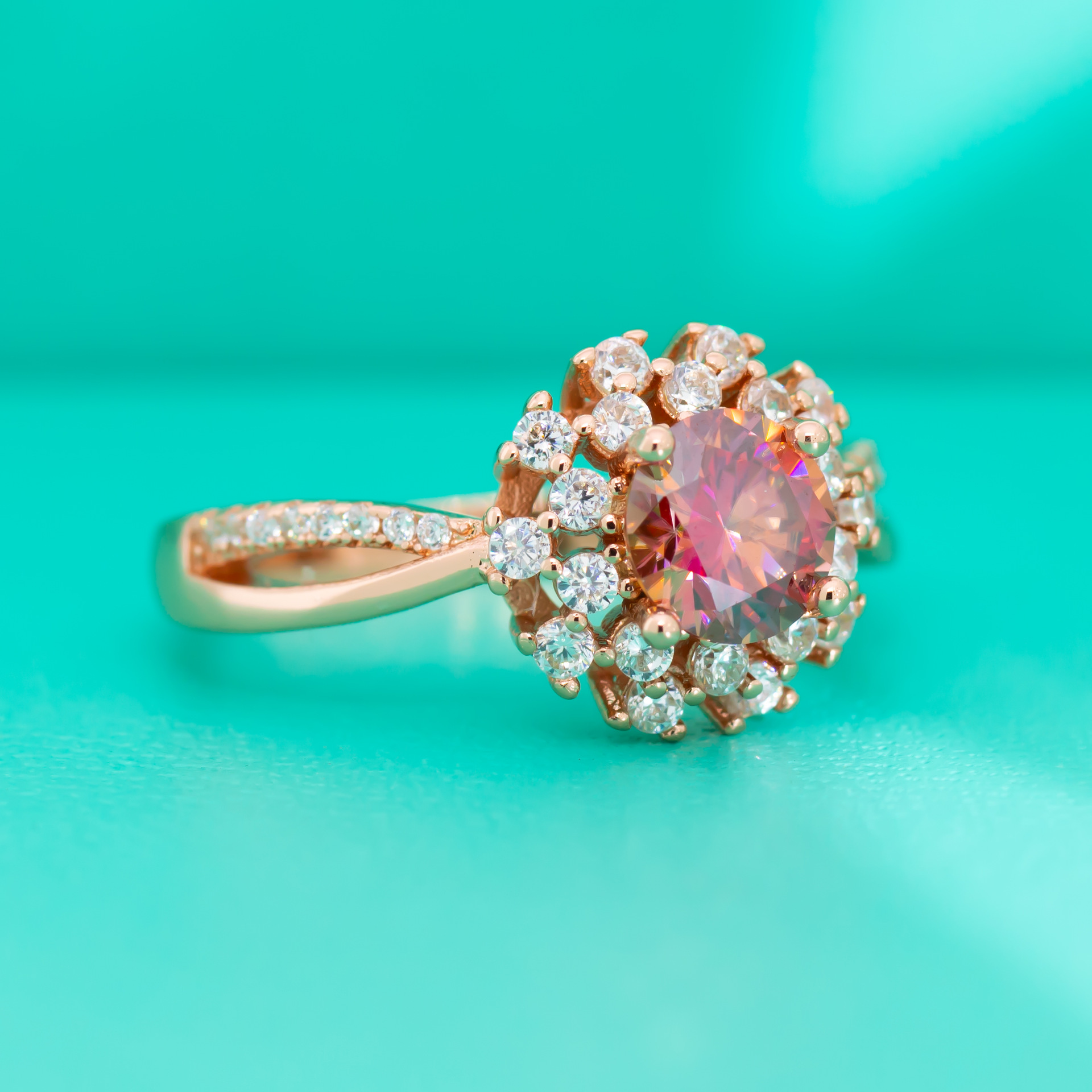 Red Moissanite Flower Ring Image 5