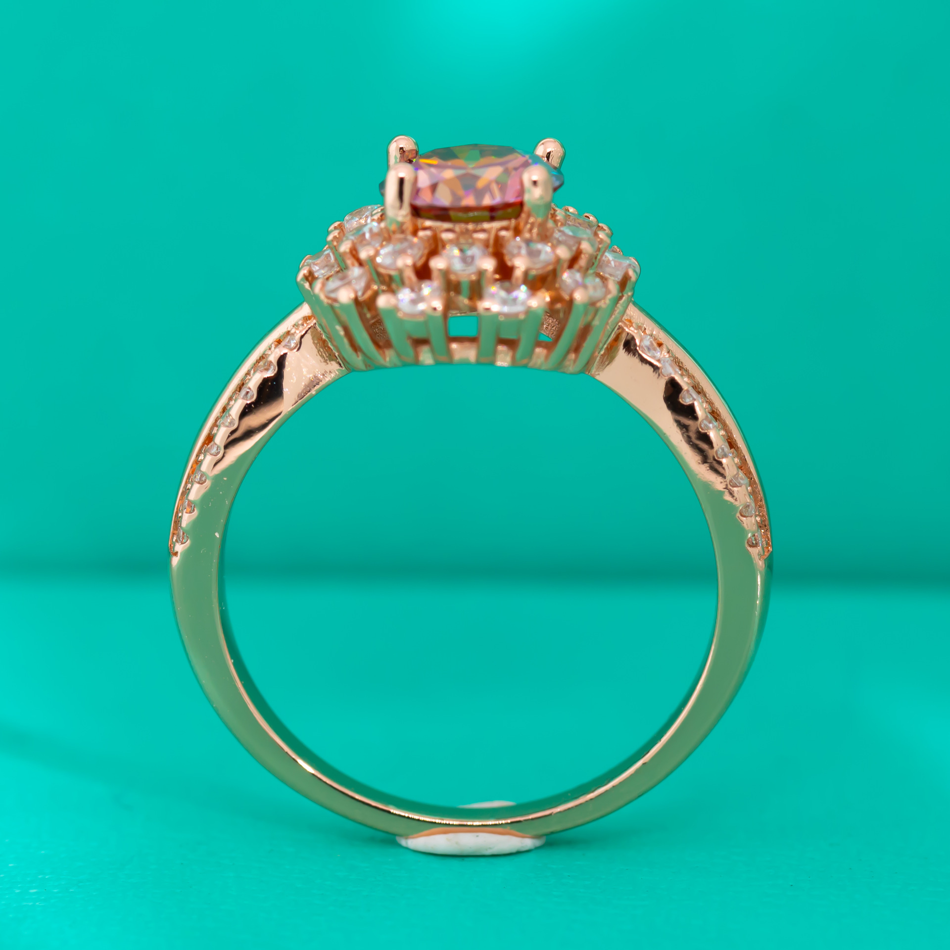 Red Moissanite Flower Ring Image 4