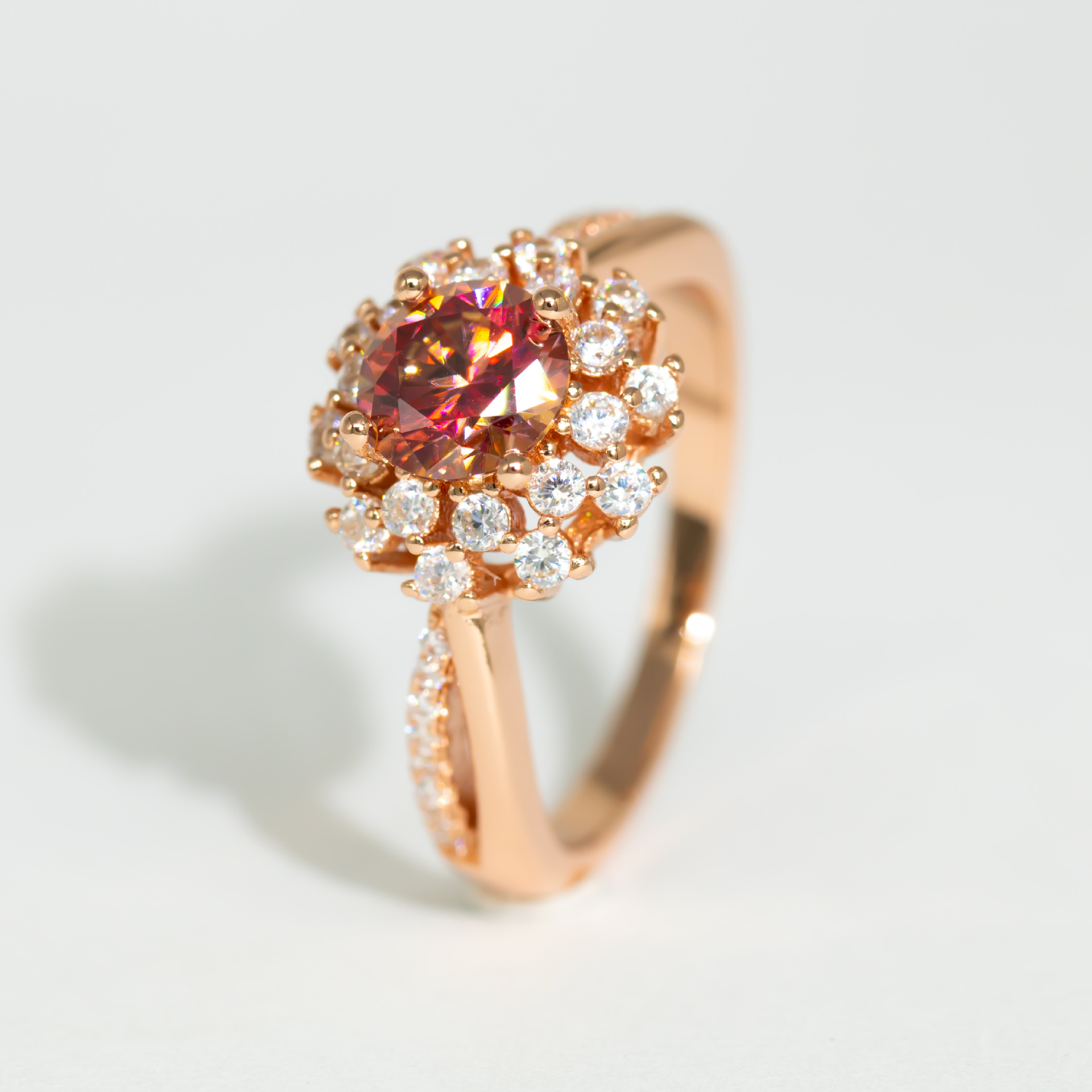 Red Moissanite Flower Ring Image 1