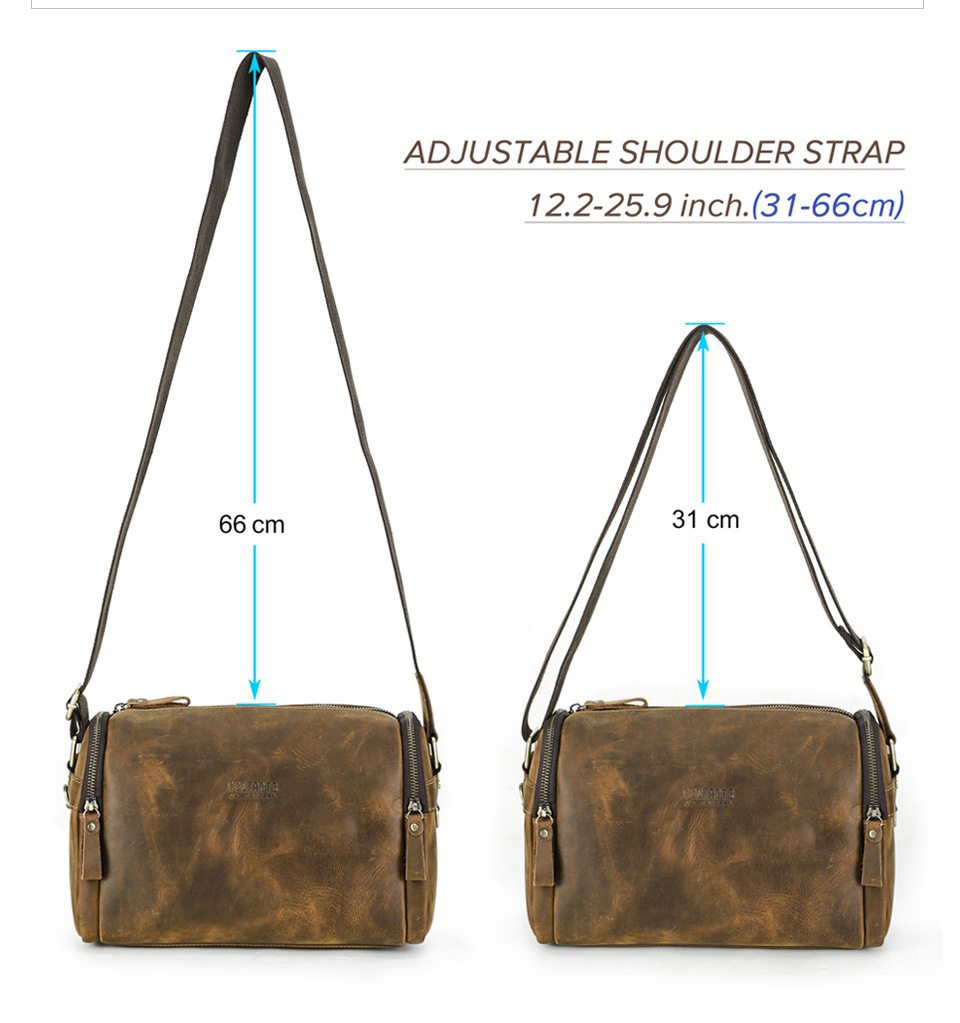 Retro Crazy Horse Leather Messenger Bag Image 5