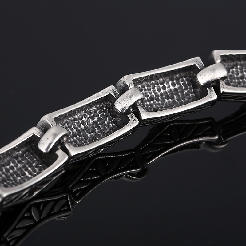 Distressed Punk Lace Skull Men's Bracelet Image 2