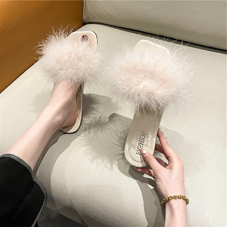 Women's Summer Flat Fashion Fur Slipper 4