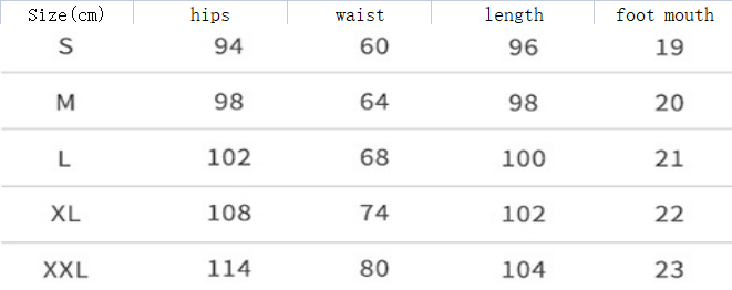 Yoga Pants Size Chart