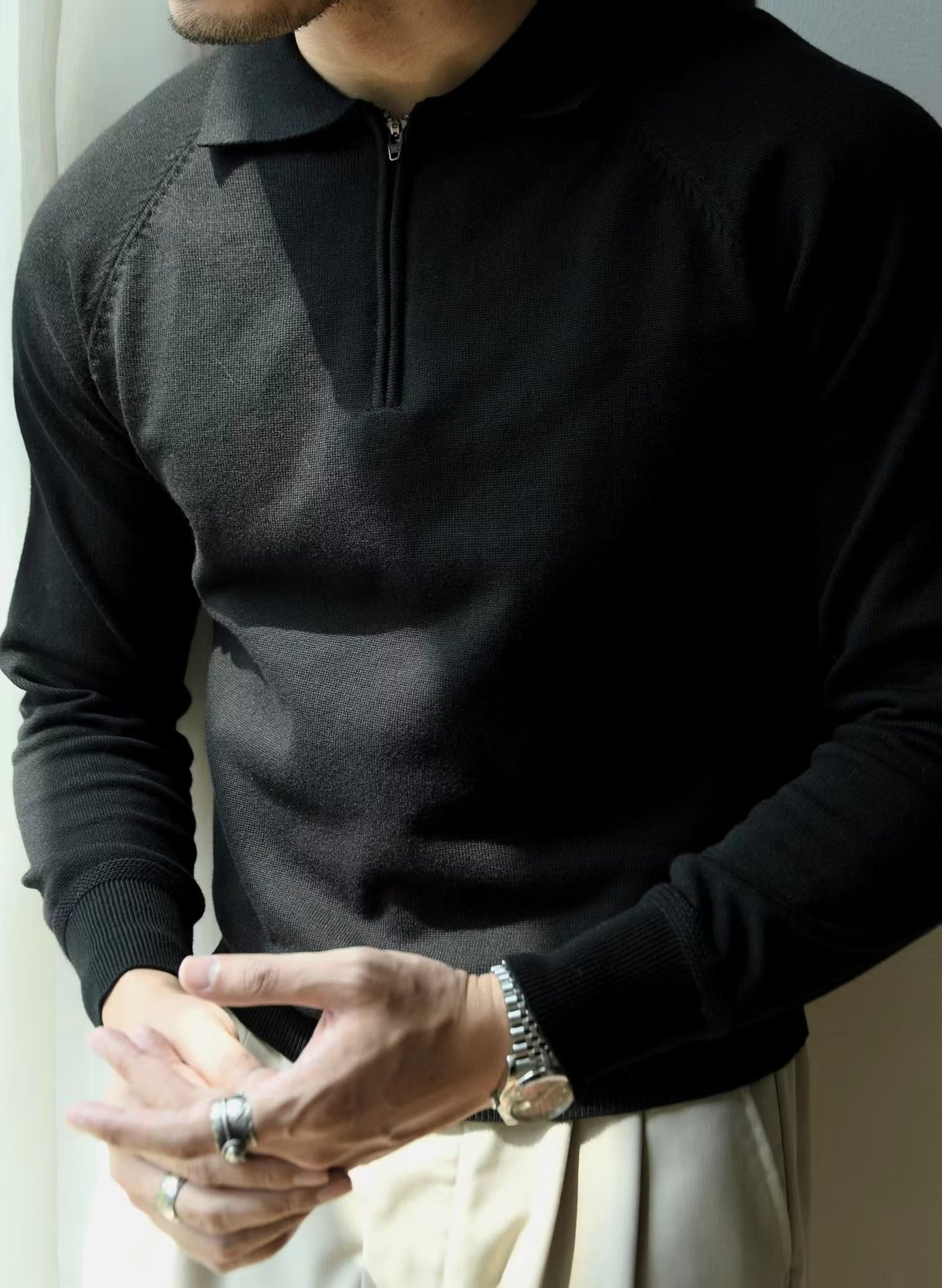 Men's Half Zipper Polo Shirt