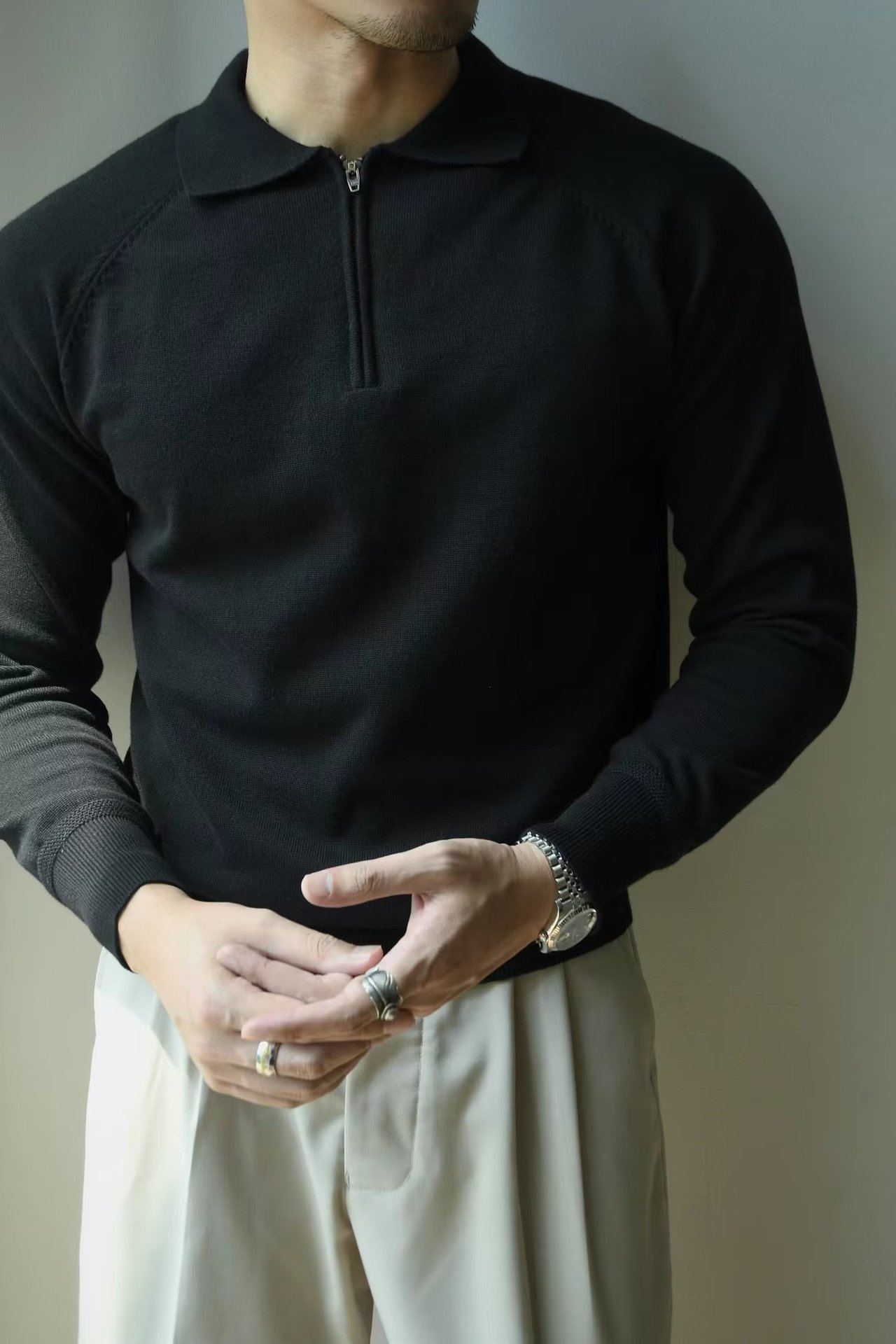 Men's Half Zipper Polo Shirt