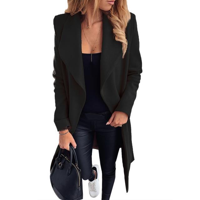 Lapel Woolen Coat - Fashionable Look