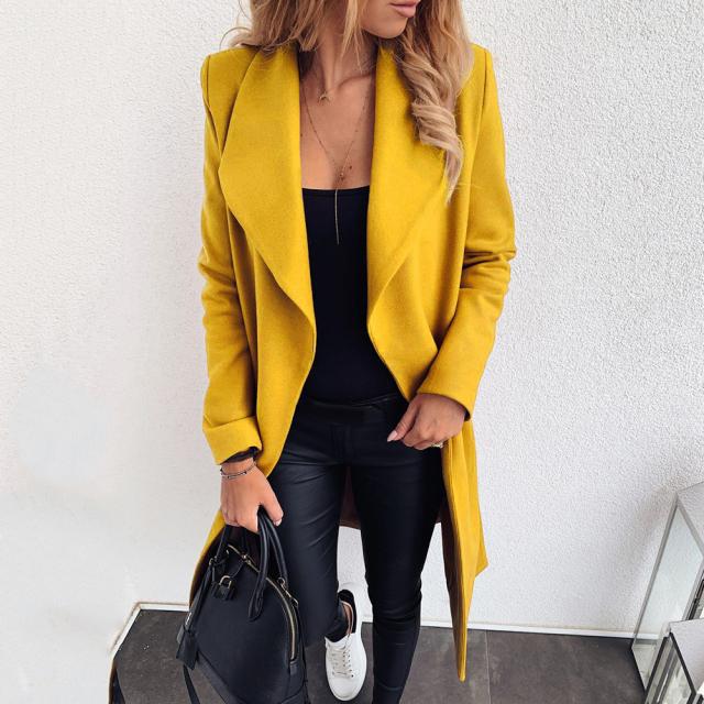 Lapel Woolen Coat - Elegant Design