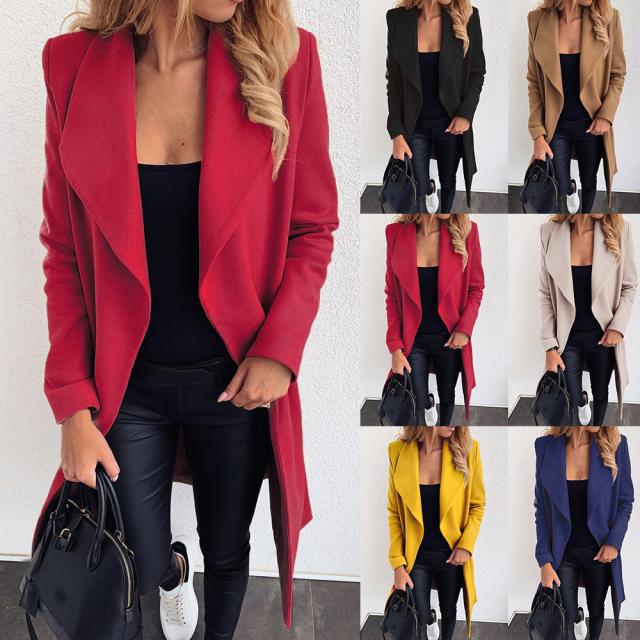 Lapel Woolen Coat - Side View