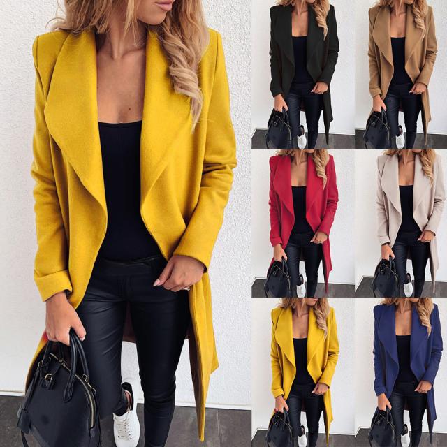 Lapel Woolen Coat - Back View