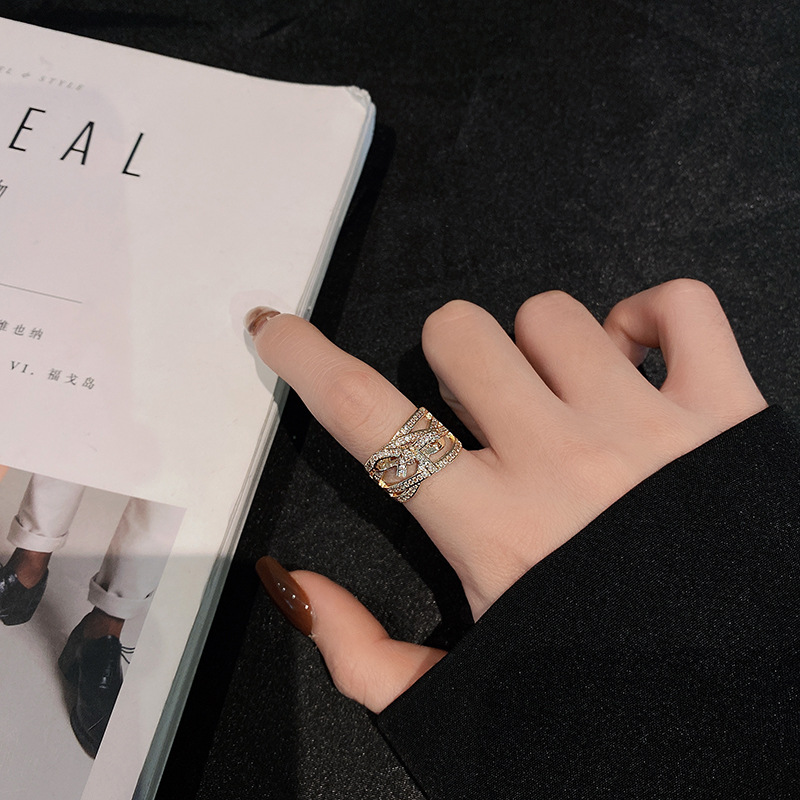 Open Adjustable Women's Micro-inlaid Butterfly Ring