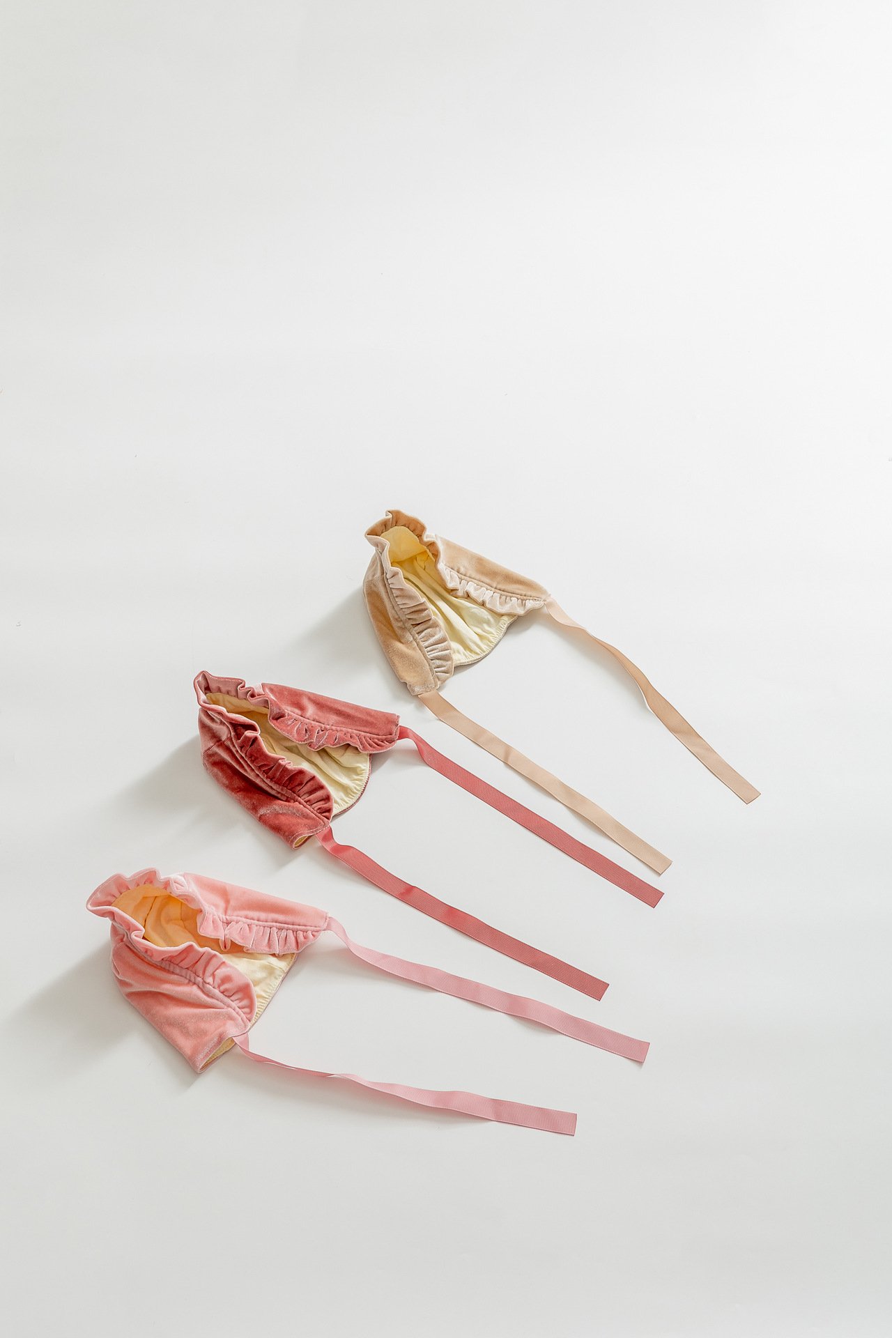 Gold Velvet Wooden Ear Baby Beanie Cap Orange Pink