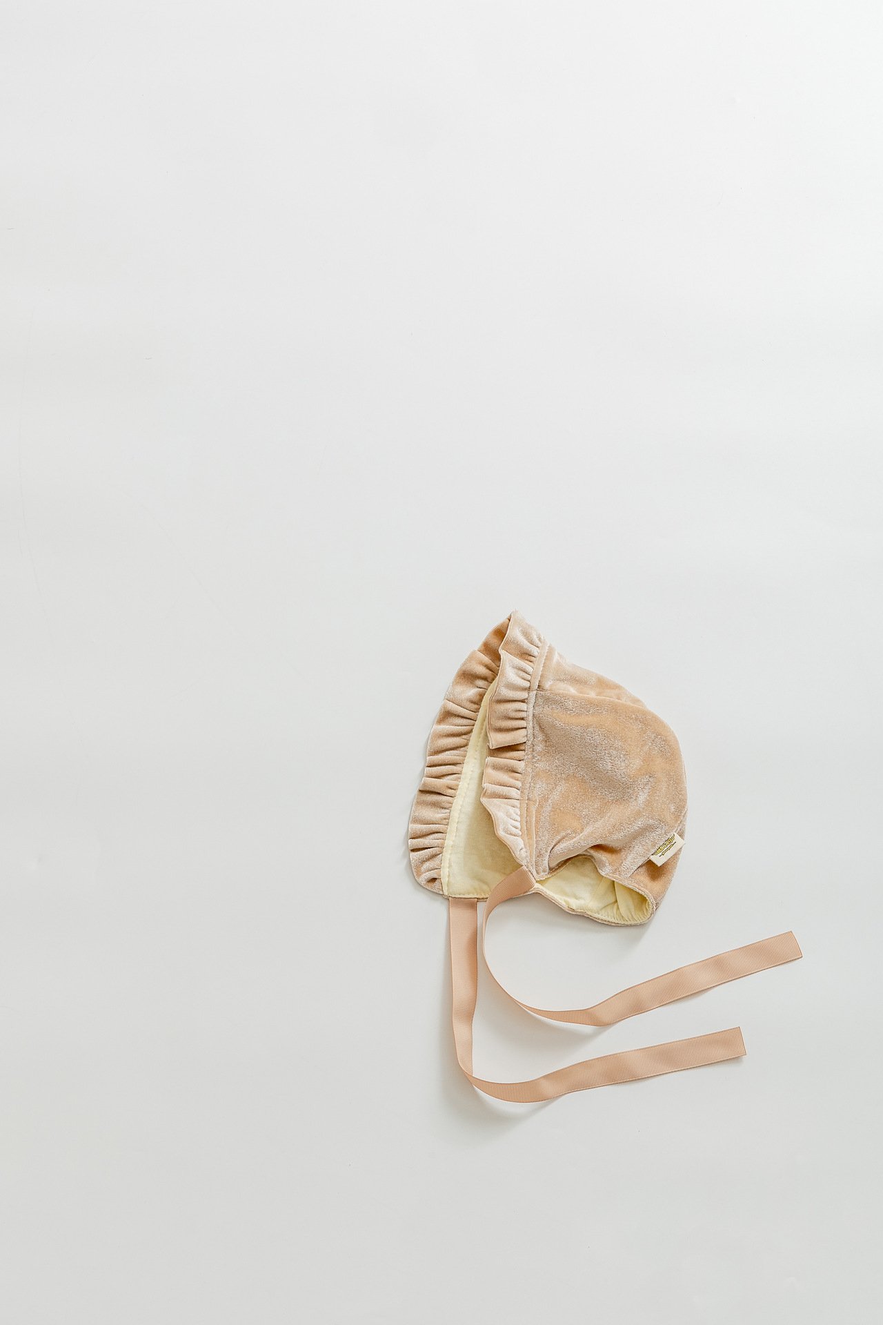 Gold Velvet Wooden Ear Baby Beanie Cap Khaki