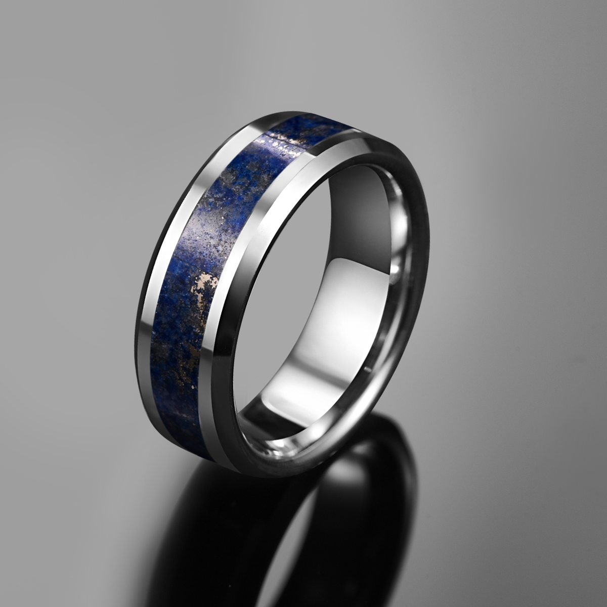 Lapis Lazuli Men's Tungsten Steel Ring 2