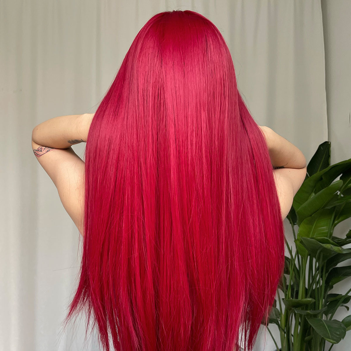 Red Long Straight Wig Image 3