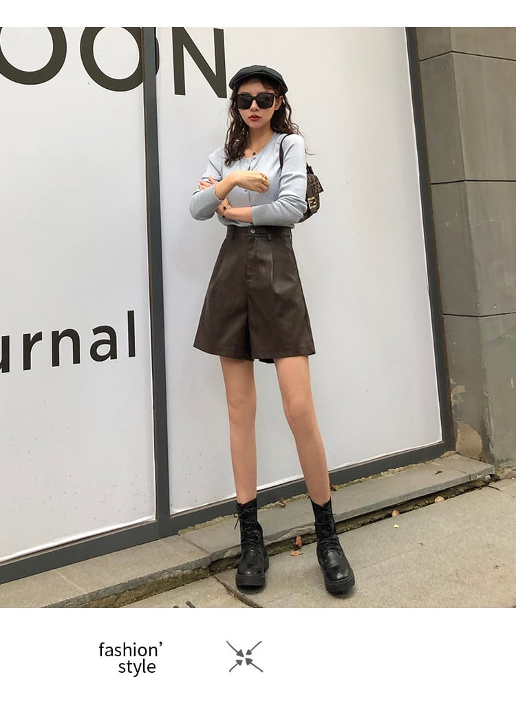 Wide-legged High-waist PU Leather Pants 2