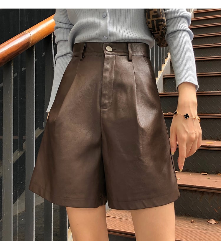Wide-legged High-waist PU Leather Pants 3