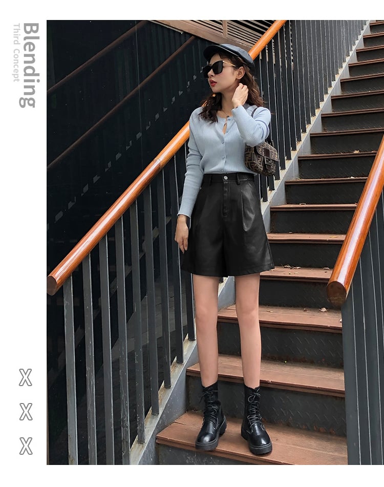 Wide-legged High-waist PU Leather Pants 10