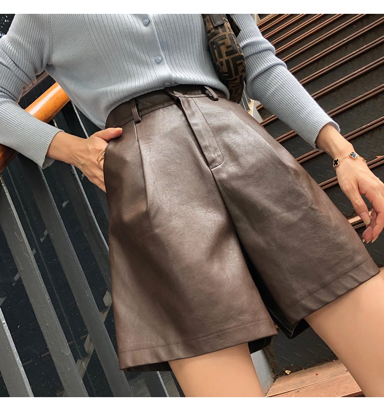 Wide-legged High-waist PU Leather Pants 6