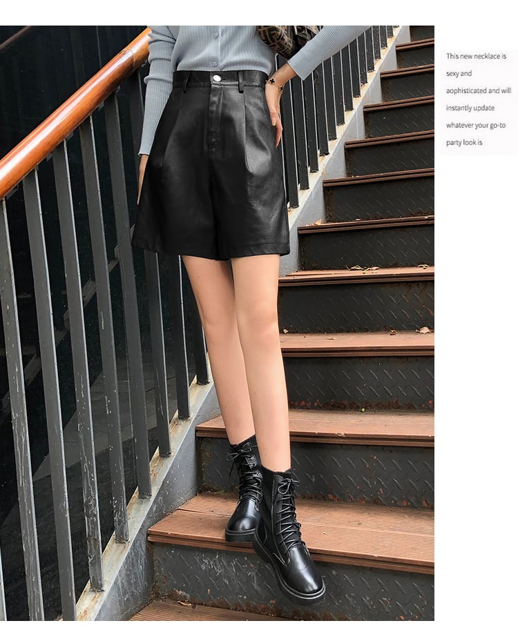 Wide-legged High-waist PU Leather Pants 12