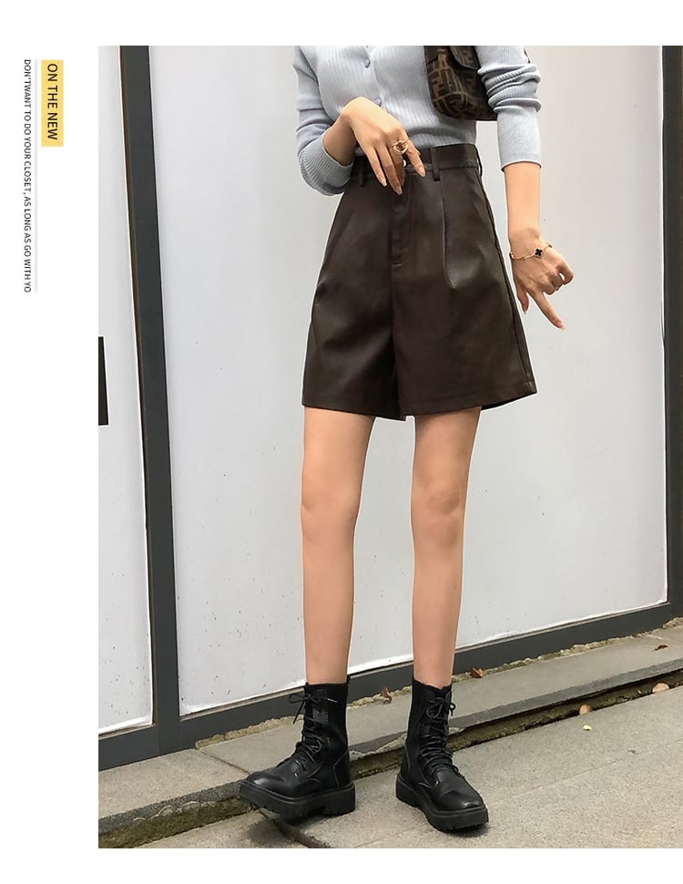 Wide-legged High-waist PU Leather Pants 5