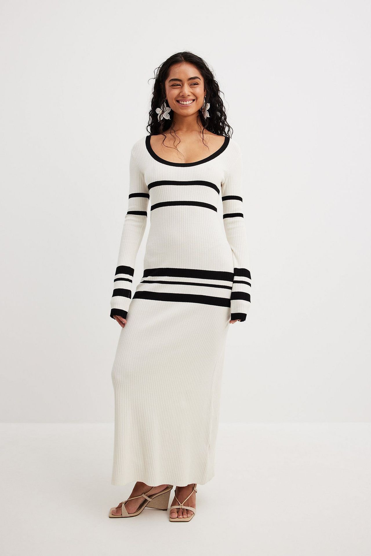Slim-fit Woolen Skirt Striped Dress Image 4
