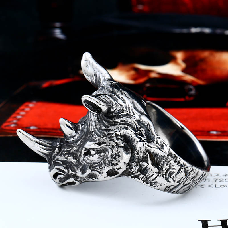 Rhinoceros Head Ring Image 3