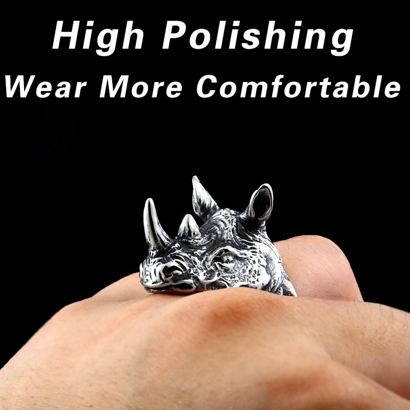 Rhinoceros Head Ring Image 6
