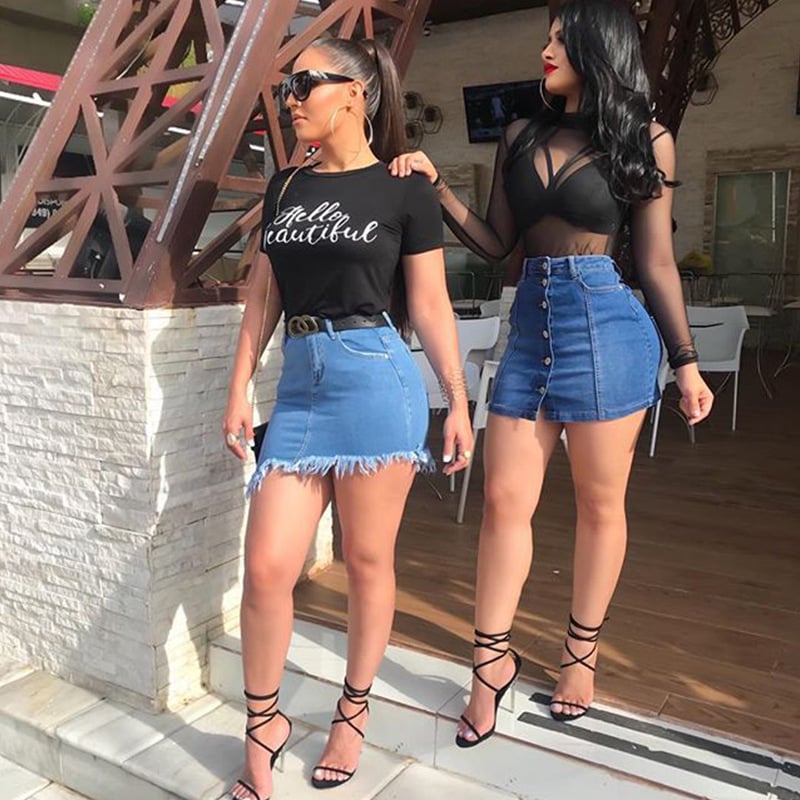 Denim Skirt Side View