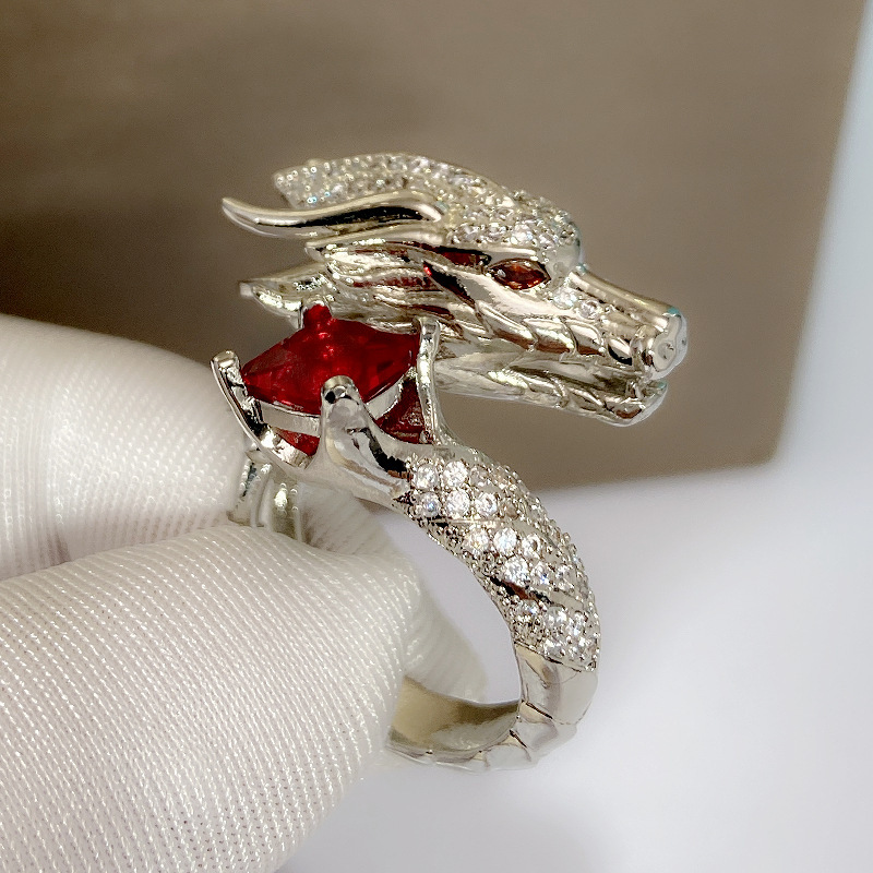 Full Diamond Tyrannosaurus Rex Ring - Side View