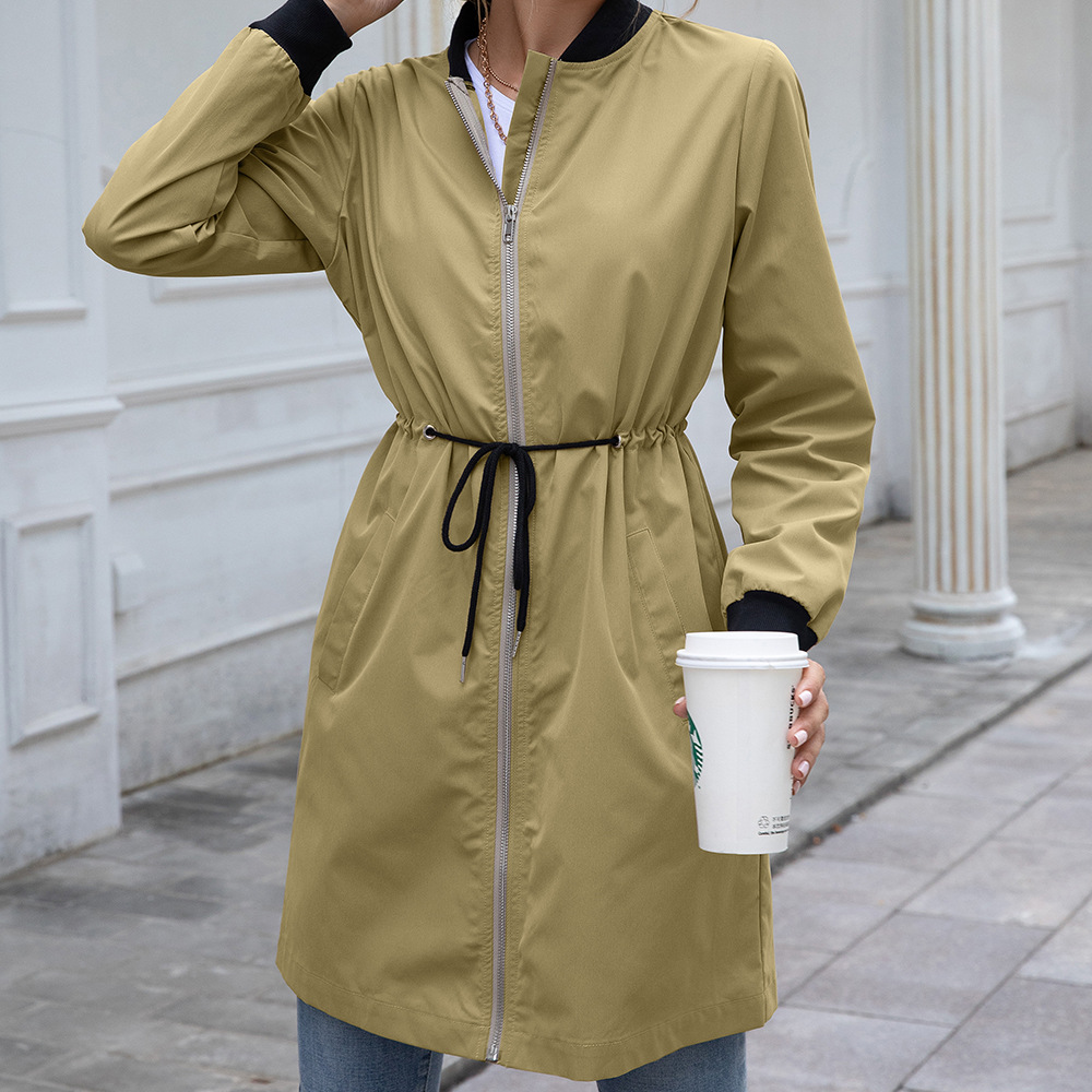 Long Hooded Waist Trench Coat Image 2