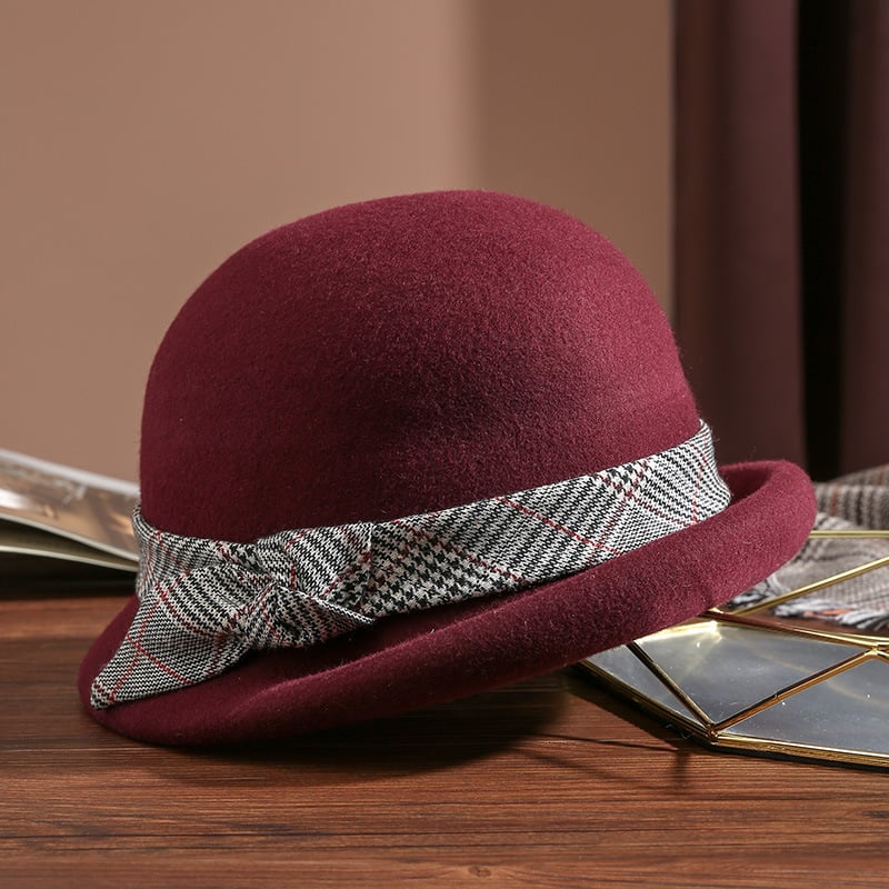Elegant Retro Bucket Hat Burgundy