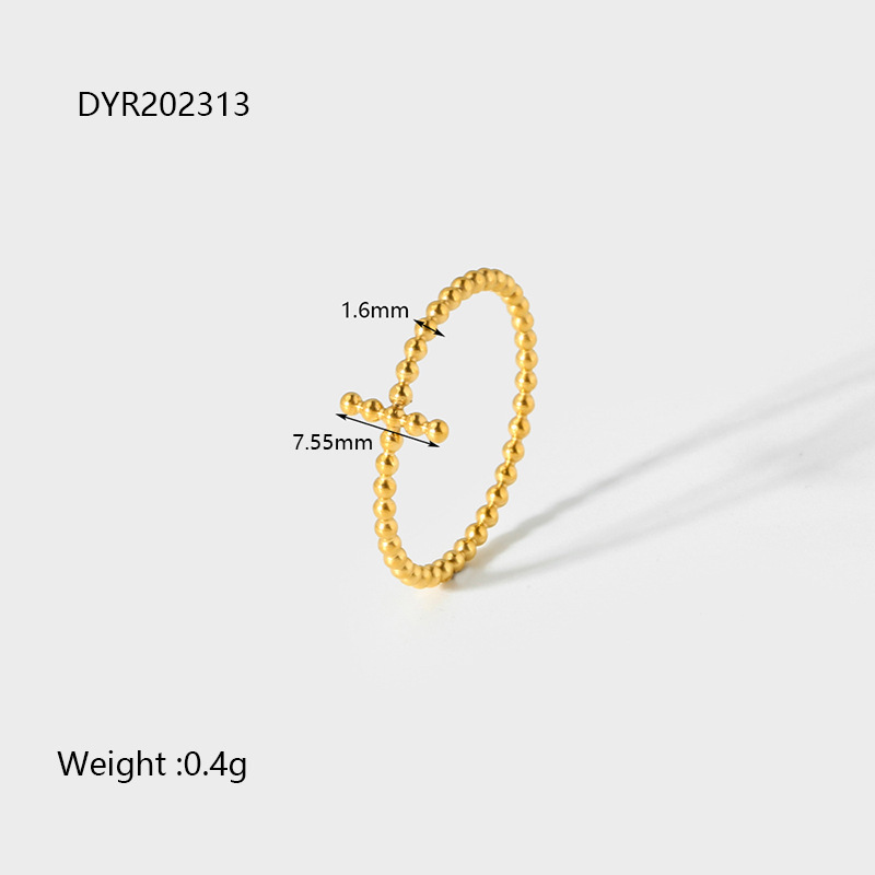 Small Beads Cross Ring