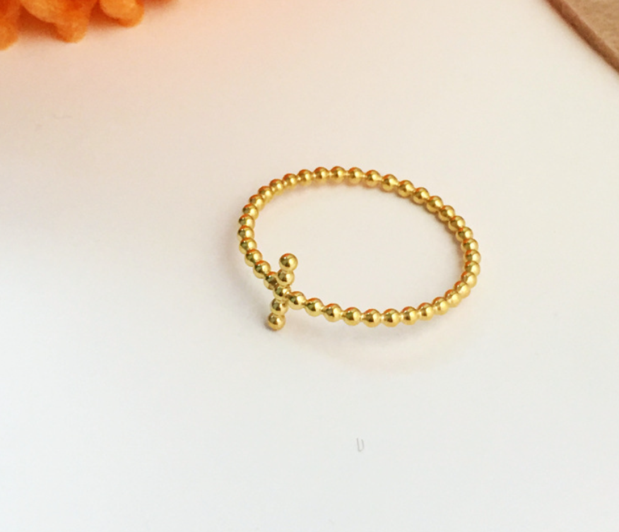 Small Beads Cross Ring